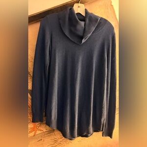 Magaschoni Sweater Loose Turtleneck / Cowl SZ Small Oversized Blue Charcoal *